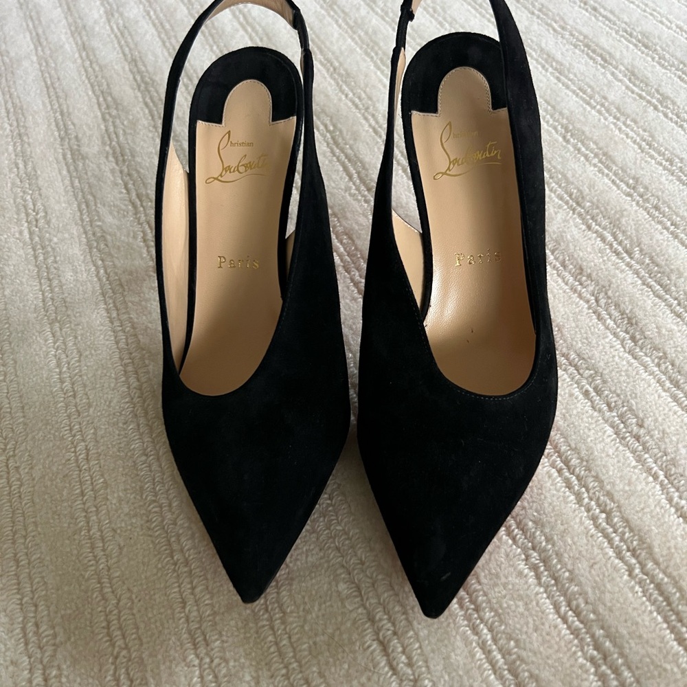 Christian Louboutin Black Heels with Pointed Toe Design